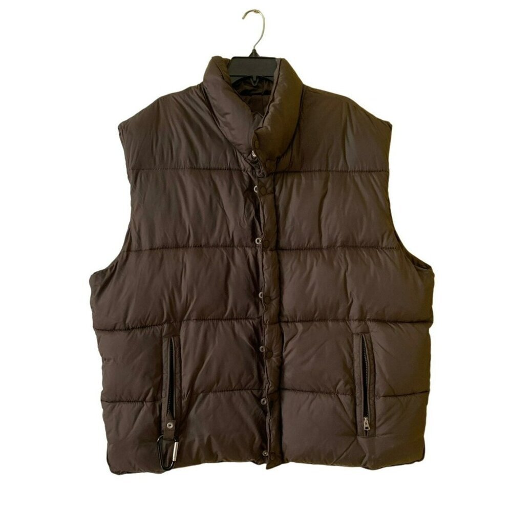 Vintage Old Navy Thick Gray Puffer Vest sz xxl